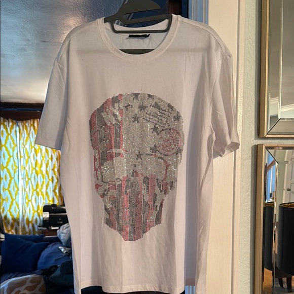 New without tags. Truth for men White T-shirt with Beaded Skull Design. - Picture 1 of 4